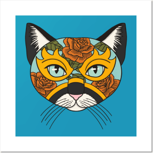 Lucha Libre Mask Cat Posters and Art